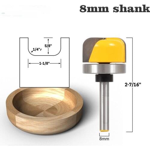 8 Shanks Round Bottom Woodworking Milling Cutter Slotting Tool RBit Round Bottom Knife for Wood Cabinet Armrest Line Modeling