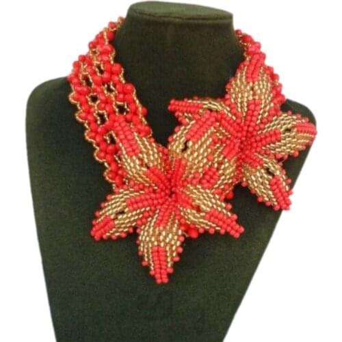 Dudo Vintage Gold and Red Women Bridal Jewellery Big Flowers African Beads Jewelry Set Free Shipping Turkish Tribal Necklace Set