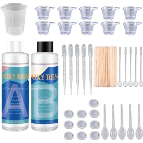 AB Epoxy Resin Glue Crystal Hard Glue Bottled 1:1 Epoxy Resin Complete Kit Silicone Molds Making Tools Starter Set DIY Tools