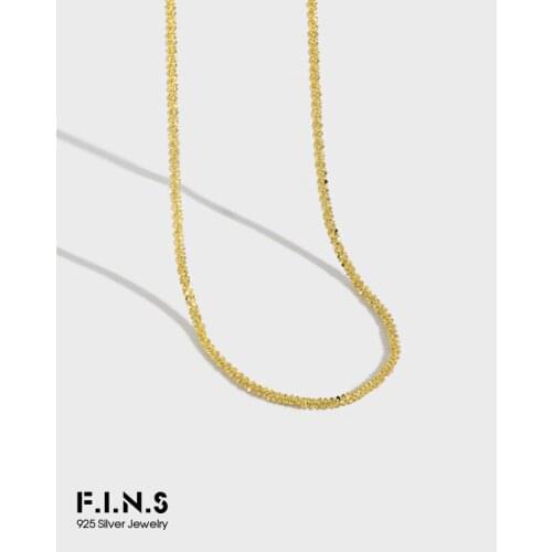 F.I.N.STrendy Unique Design Texture Starlight Clavicle Chain S925 Sterling Silver Necklace Stackable Cauliflower Chain Necklace