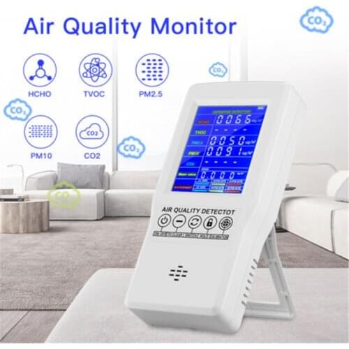 Formaldehyde CO2/PM2.5/PM10 Air Quality Detector Monitor for HCHO/TVOC Gas Analyzer LCD Digital Home Office Air Tester Kits
