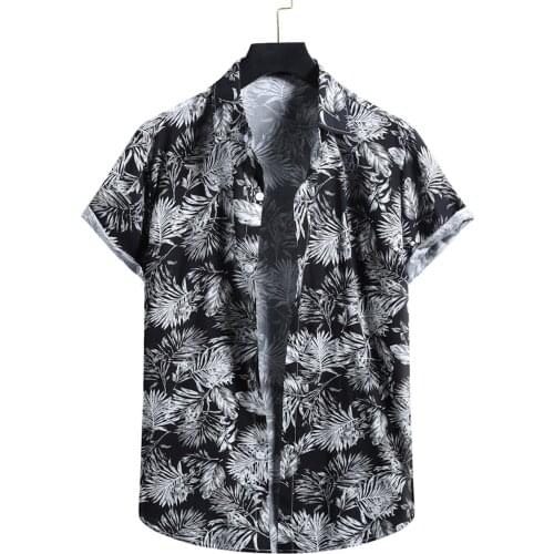 Vintage Printed Cotton Shirts For Men Casual Summer Short Sleeve Hawaiian Shirt Male Comfy Single Breasted Lapels Blouses Tops