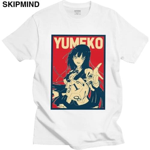 Kawaii Mens Kakegurui Tshirt Short Sleeves Cotton Tee Adult O-neck Leisure Yumeko Jabami T-shirt Japan Anime Tops Gift Apparel