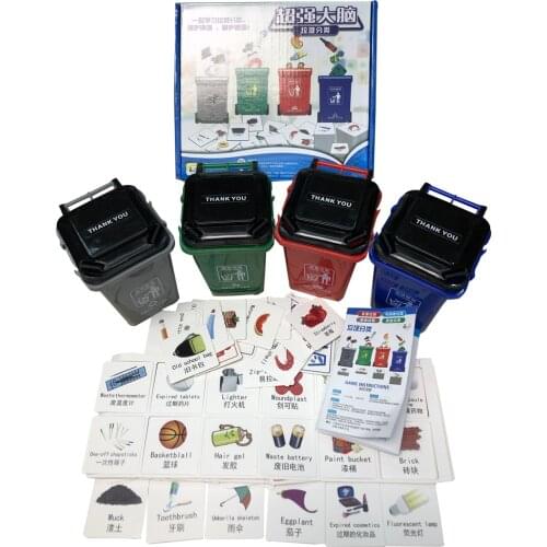 Kids Mini Trash Cans Recycling Bins Playset, Garbage Sorting Card Trash Can Toy