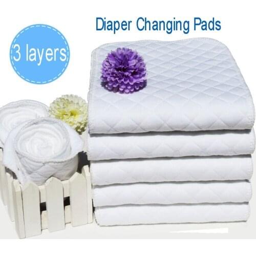 Reusable Baby Diapers Inserts 3 Layers Baby Washable Cloth Diaper Insert Newborn Nappies Changing Pads Cotton Nappy Liners