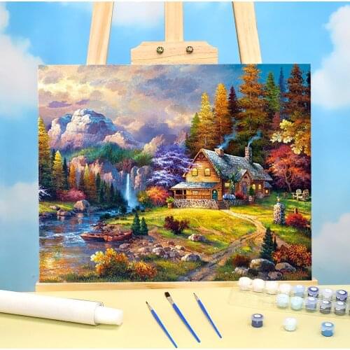 Landscape House DIY Paint By Numbers Package Acrylic Paints 50*70 Painting On Canvas Loft Picture For Adults Wholesale