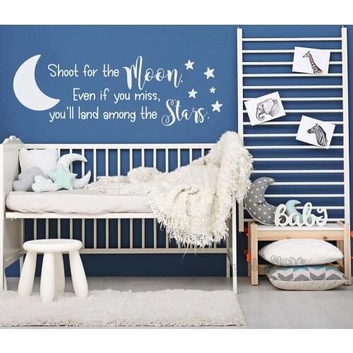 Moon Stars Decor Wall Decal Kids Baby Nursery Room Ornament Vinyl Wall Stickers Wall Sayings Removable Princess Room Mural G863