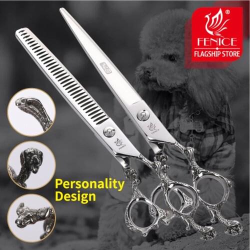 Fenice Zodiac 7.5 inch Dog Pet Thinning Scissors Grooming Shears Professional Pet Scissors High Quality Hair Cutting Scissors