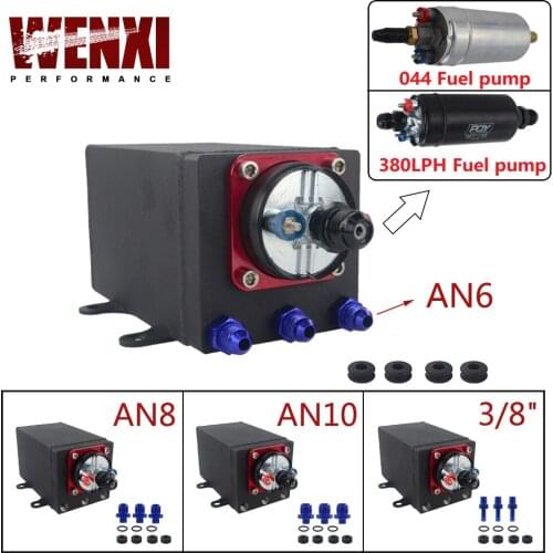 Single Fuel Pump Surge Tank Oil Catch Can Compatible with 044 Fuel Pump or 380 LPH Black PQY Fuel Pump With Different Fittings