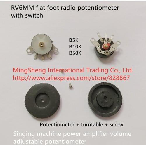 Original new 100% RV6MM radio potentiometer with switch B5K B10K B50K singing machine power amplifier volume adjustable
