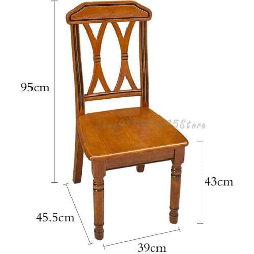 All Solid Wood Dining Chair American Leisure Chair Backrest Home Desk Chair European Retro Dining Chair