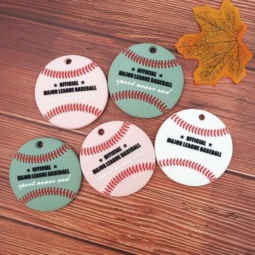 Chenkai 10PCS Silicone Baseball Teethers Food Grade Baby Cartoon Pacifier Shower Teething Nursing Toy Accessories BPA Free Gifts