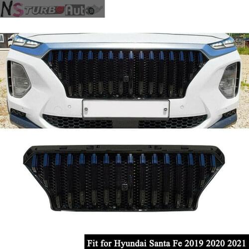 Front Grille Mesh Grill Bar Vent Trim Fits for Hyundai Santa Fe 2019 2020 2021 car accessories