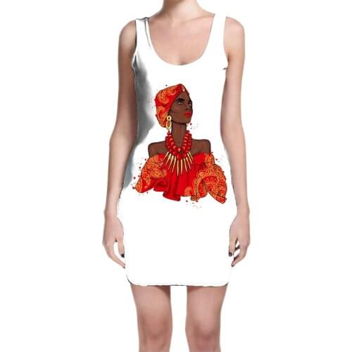 Custom Made Beautiful African Negress Sublimation Print Milk Silk Dress