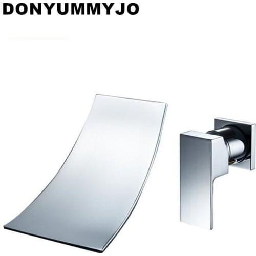 DONYUMMYJO New Bathroom Small Waterfall Wall Mounted Faucet Bathroom Polished Chrome Mixer Tap Bathroom tap