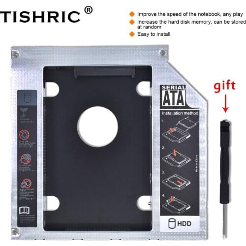 TISHRIC Aluminum LED HDD Caddy SATA 3.0 2.5 caddy SSD Case 9.5mm 12.7mm Adapter DVD HDD Hard disk enclosure For Laptop DVD-ROM