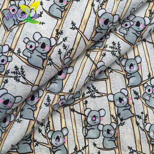 1 yards / DIY hand printed canvas koala koala pattern fabric cloth curtain cloth sofa cushion pillow bag