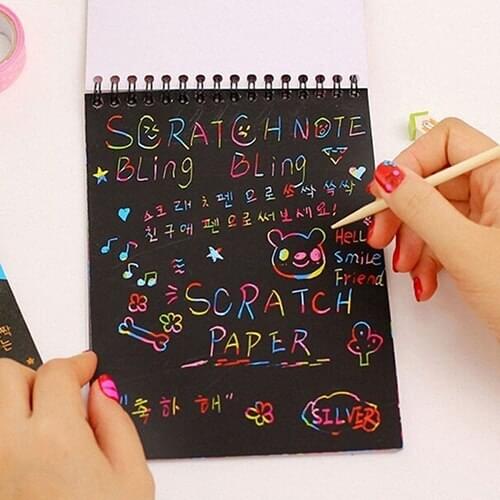 Fun DIY Doodling Drawing Magic Scratch Painting Book Kids Children Learning Education Toys Christmas Gift