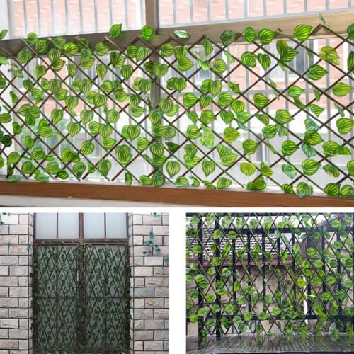 Retractable Wood Vines Expandable Privacy Fence Faux Ivy Artificial Garden Fence Climbing Frame