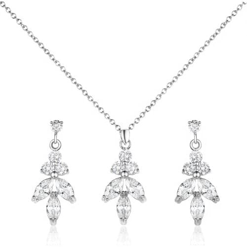 WEIMANJINGDIAN Gorgeous Cubic Zirconia CZ Simple Style Pendant Necklace and Earring Jewelry Set Bride or Bridesmaid Party Dress