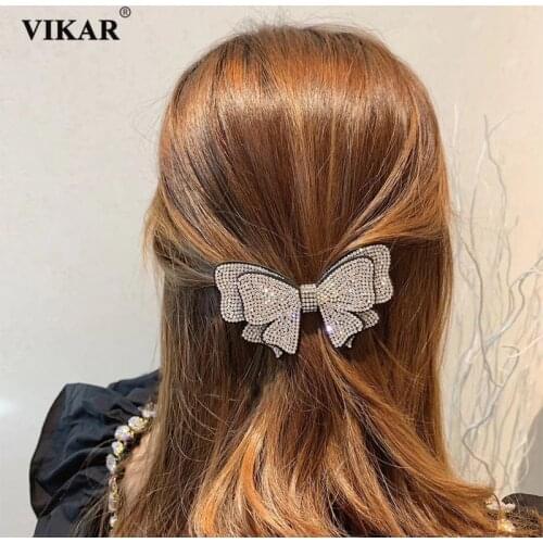 New Women Crystal Bow Rhinestone Hair Clip For Children Barrettes Fashion Hairgrips Waterdrop Hairpins Hair Accessories VIKAR
