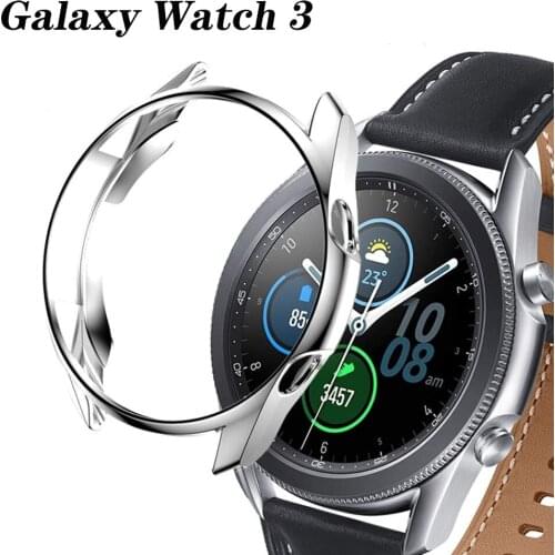 Protector Case for Samsung Galaxy Watch 3 45mm 41mm Soft TPU Plated Protective Cover Ultra Thin Bumper Shell Accessories black