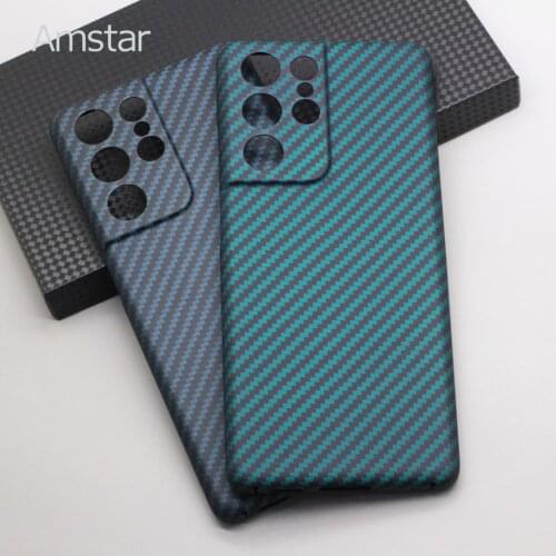 Amstar New Color Real Carbon Fiber Protective Case for Samsung Galaxy S21 Ultra Ultra-thin Anti-fall Carbon Fiber Phone Cover