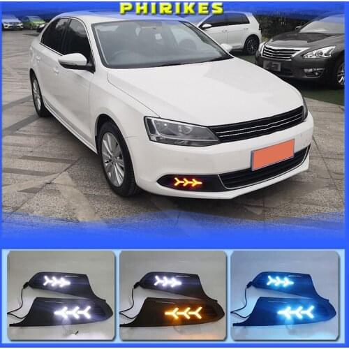 1 Set 12v LED For Volkswagen VW Jetta Sagitar 2012 2013 2014 DRL Daytime Running Lights Daylight ABS Fog Lamp Cover