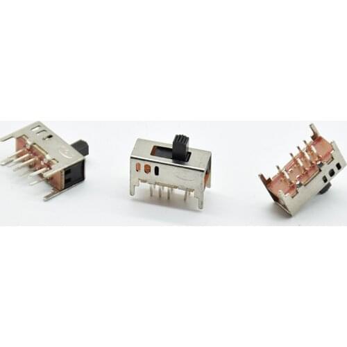 10pcs 5mm DC 50V 0.3A straight plug toggle switch third gear 8-foot dial handle height 5mm Mini Slide Switch for Small DIY Power
