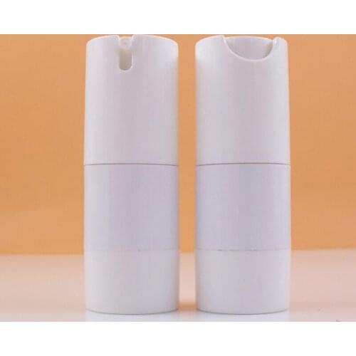10pcs Empty Airless Pump Bottles Packaging Plastic Small Sample Cosmetic Container White Emulsion Bottle Vacuum Tube Rotate 15ml