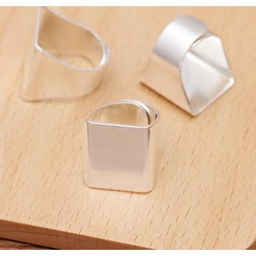 100pcs silver plated personality wide bezel ring 19x20mm square tray adjustable ring blanks findings ring base cabochon settings