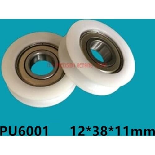 2021 Promotion Hot Sale 6001 Bearing Pulley U Type Rubber Wheel Groove Inner Diameter 12*38*11 Nylon Steel Concave Roller