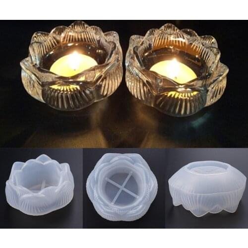 DIY 3D Lotus Candle Holder Silicone Mold Epoxy Resin Flower Candles Holders Mold Craft Decoration Tool DIY At Home Making Tool