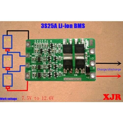 3S 25A lipo lithium Polymer BMS/PCM/PCB battery protection board for 3 Packs 18650 Li-ion Battery Cell