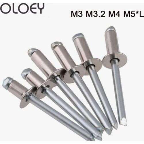 5/10Pcs M3 M3.2 M4 M5*L 304 Stainless Steel Open End Blind Rivets With Break Pull Mandrel And Countersunk Head High Quality