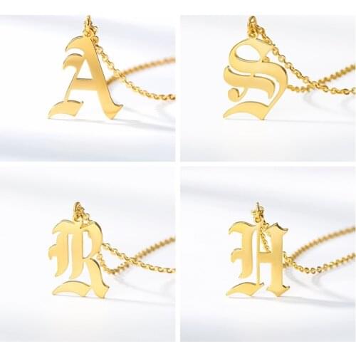 26 Letter Initial Necklaces For Women Men Rose Gold Silver Color Stainless Steel Chain Male Female Pendant Necklace Jewelry