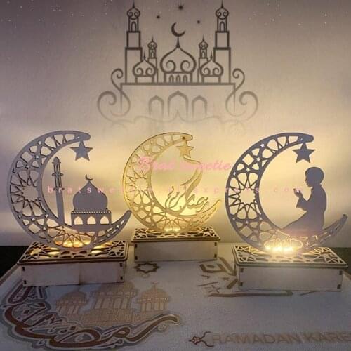Wooden EID MUBARAK Maulid al-Nabi Decoration Islamic Ramadan Eid Al Adha Sheep Wood Hajj MUBARAK Muslim Decor Ramadan Gift