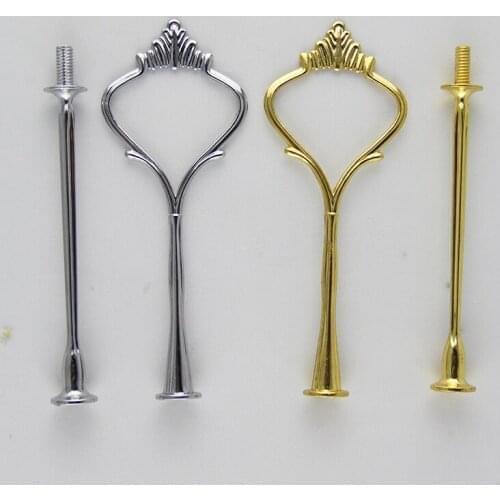 Cake Holder Sticks Zinc Alloy Crown Shape 2/3 Tiers Cupcake Plate Handle Cake Dessert Hardware Fitting Stand Holder Sticks Set