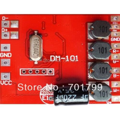DM-101;4 channel RGBW dmx constant current decoder,DC12-24V input,300ma*4channel output