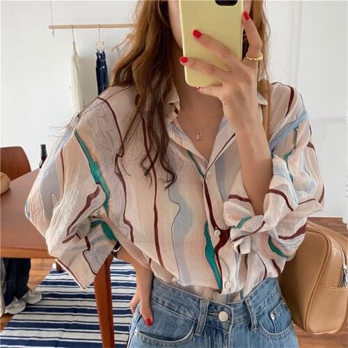 HAIMAITONG Striped Blouses