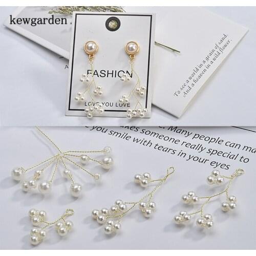 Kewgarden Handmade Pearl Earrings Pendant DIY Hair Accessories Copper Wire Branch Modeling 6pcs/Lots