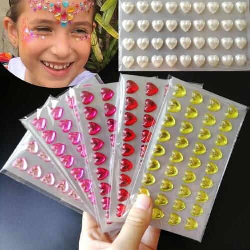 Body Adhesive Glitter Stickers Tattoo Face Gems Rhinestone Jewels Love Shapes Party Festival