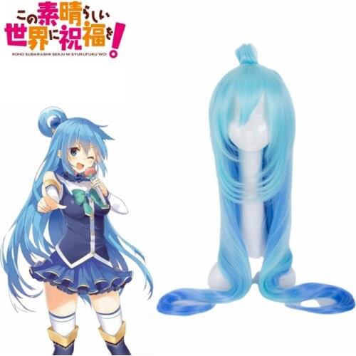 KonoSuba Gods Blessing on This Wonderful World ! Cosplay Wigs Aqua Synthetic Hair Adult Role Play cosplay blue hairs
