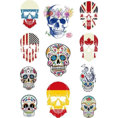 Rose Skull Patches for clothes DIY Clothing patch National flag skull Stripe for jacket thermotransfer sticker
