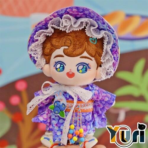 Yuri Kpop Star Original Plush 20cm Doll Body With Strawberry Blueberry Rabbit Suit Clothes Kimono Outfit Toy Cosplay C GG