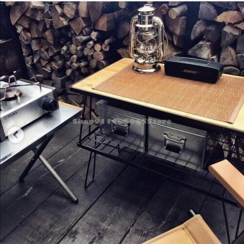 Outdoor Portable Folding Multi-purpose Table Multi-layer Iron Shelf Camping Barbecue Table