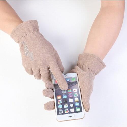 Men Winter Thick Embroidery Letter Warm Driving Mitten Outdoor Sport Windproof Non-slip Black Touch Screen Cycling Gloves I35