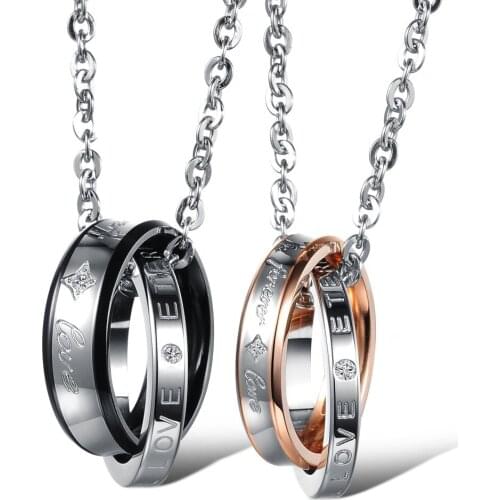 Cyue 316L Stainless Steel AAA CZ Couples LOVE Pendant Necklace Charm For Men Women Fashion Jewelry