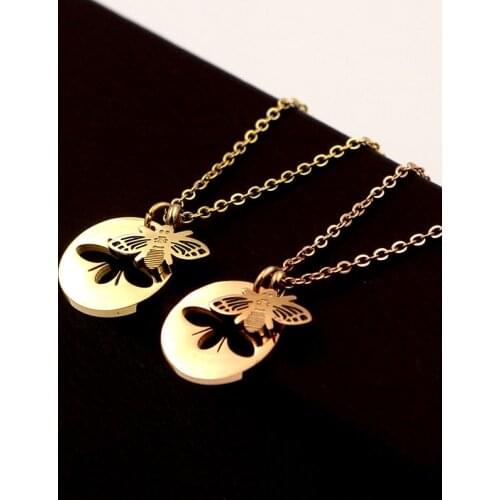 Hollow Bee Gold Color / Rose Gold Color Stainless Steel Necklace
