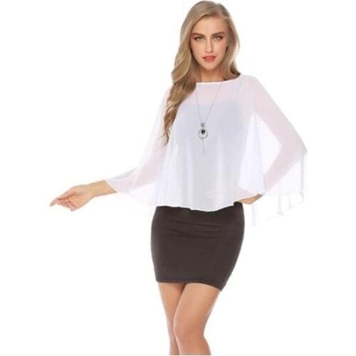 Simple Women Soft Chiffon Bolero Shrug O Neckline Summer Jacket Evening Party Coat